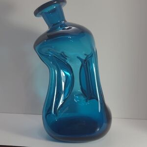 Holmegaard ‘Kluk Kluk’ Jacob Bang Handblown Blue Glass Decanter